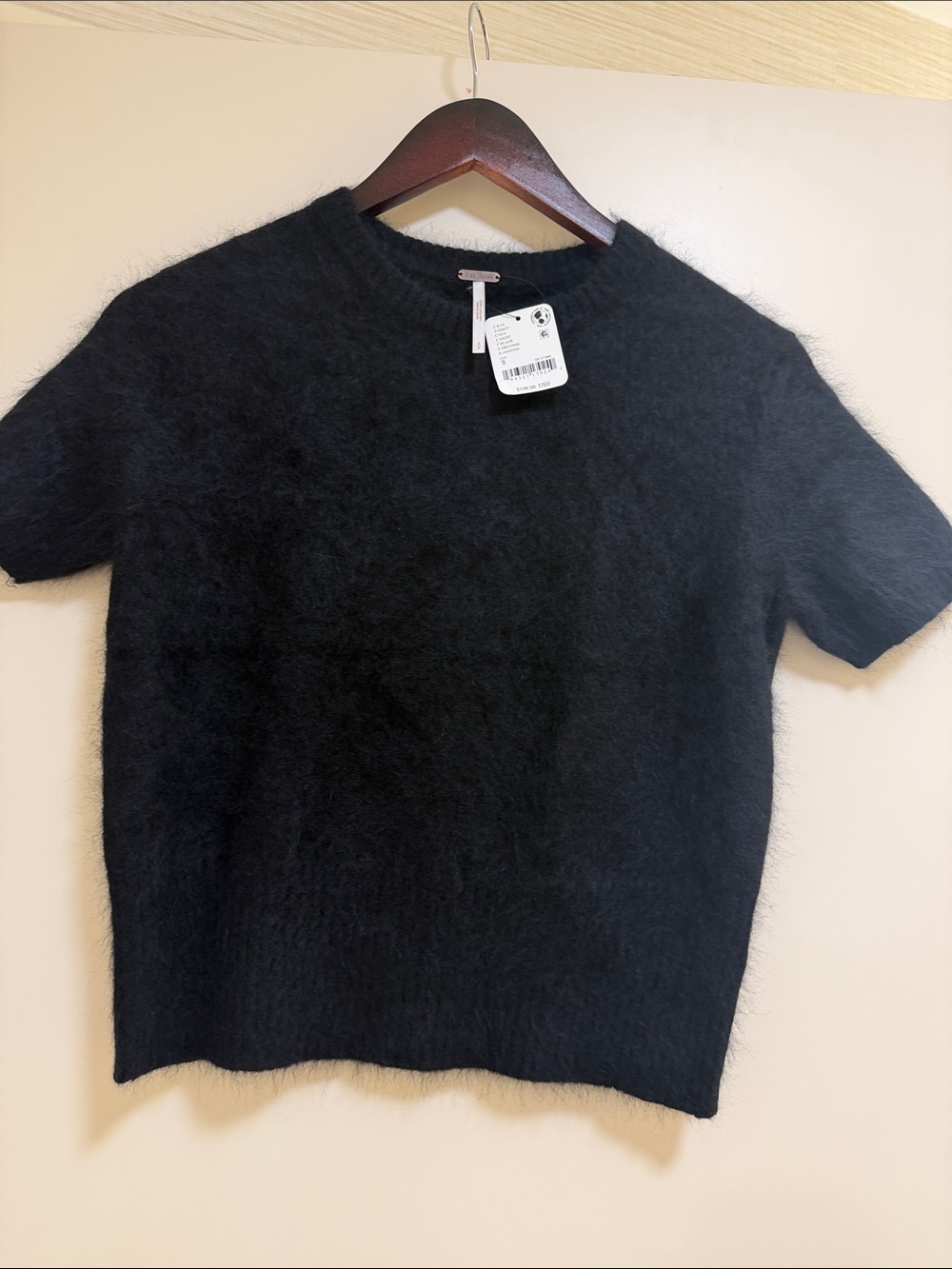 Free People Belle Brushed Cashmere Tee Black NWT small - Picture 2 of 8